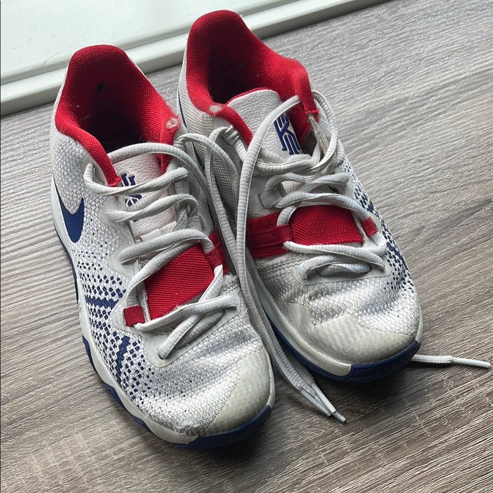 Nike White and Red Sneakers with Ventilated Design